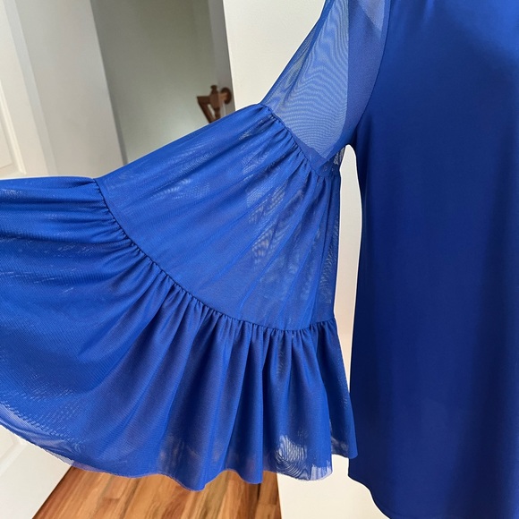 Women’s size M BoHo style, gem tone blue full sleeve, designer blouse - Picture 2 of 4